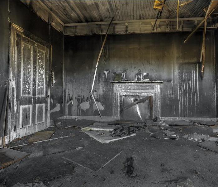 fire damaged room